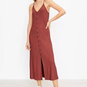 NWT LOFT Button Strappy Midi Dress size M